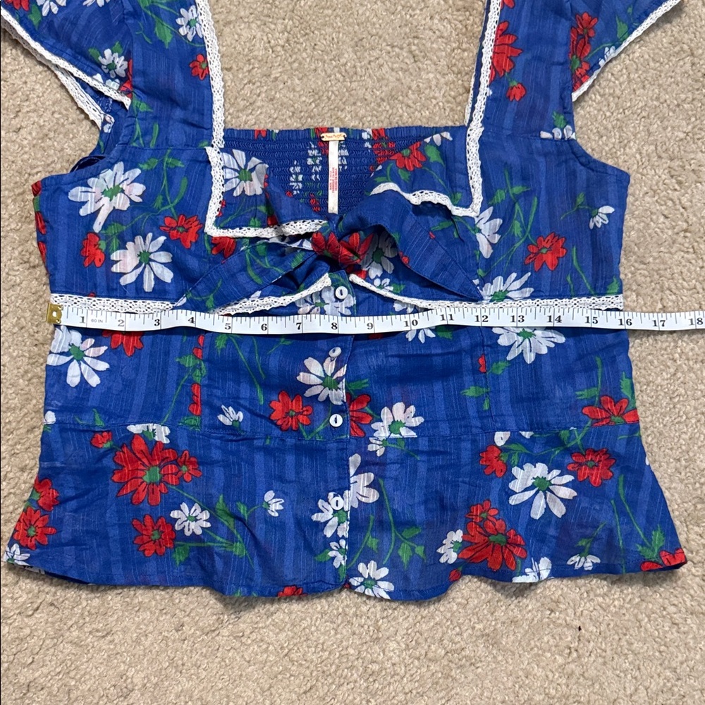 Free People Call Me Baby Blouse in Blue Quartz - Picture 5 of 6